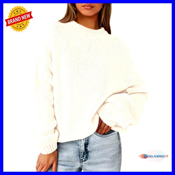 Oversized Chunky Knit Pullover Lantern Sleeve Drop Shoulder Dressy Casual